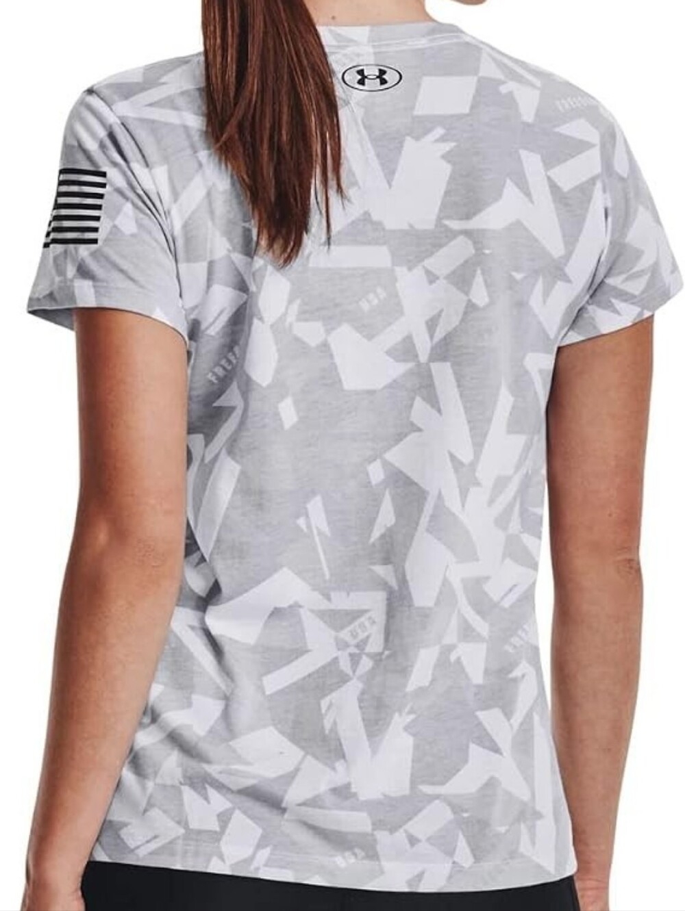 Under Armour Womens Medium Loose Fit Freedom Amp Short Sleeve Shirt Gray White